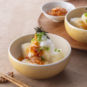 揚出豆腐の和風めんたいなめ茸おろし和え